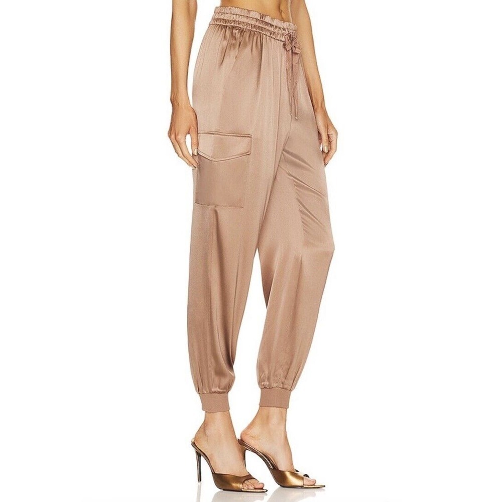 CAMI NYC Womens Elsie Silk Pants in Hickory Pull On Elastic‎ Cuff Size Medium